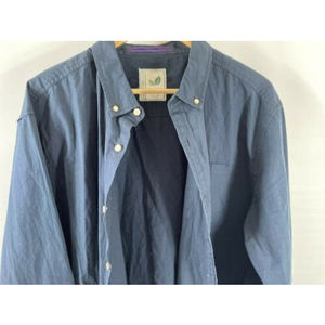 Alexander Julian Colours Button Down Shirt Mens XXL Black Organic Cotton Natural